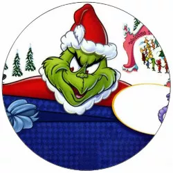 Essbares Grinch-Papier auf Schlitten 19,5 cm