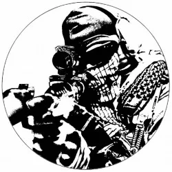 Essbares Papier „Call of Duty“, schwarz-weiße Illustration, Krieger, 19,5 cm