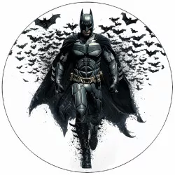 essbares Papier Batman schwarz-weiß Motiv 19,5 cm