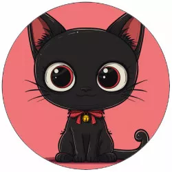 ESSbarer Papier schwarzes Kätzchen auf rosa Hintergrund 19,5 cm