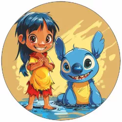 Essbares Papier Lilo & Stitch in einer Pfütze 19,5 cm