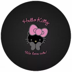 ESSbarer Hello-Kitty-Papier mit Schleife auf schwarzem Hintergrund 19,5 cm