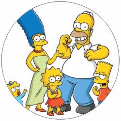Essbares Papier Simpsonen auf weißem Hintergrund 19,5 cm