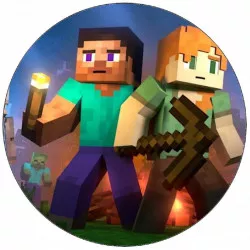 Essbares Papier Minecraft Alex und Steve 19,5 cm
