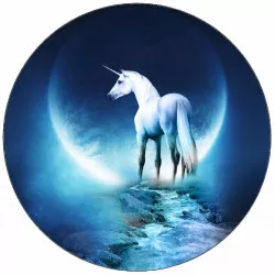 Essbares Papier Einhorn und Mond 19,5 cm