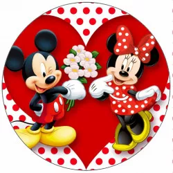 Essbares Papier Mickey und Minnie love 19,5 cm