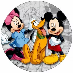 Essbares Papier für Mickey, Minnie und Pluto 19,5 cm