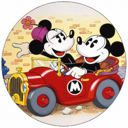 Essbares Papier Mickey und Minnie im Auto 19,5 cm