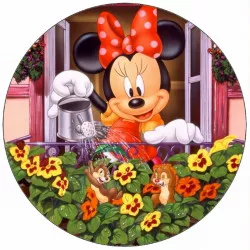 Essbares Papier Minnie, das Blumen gießen 19,5 cm