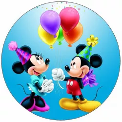 Essbares Papier Mickey und Minnie Geburtstage 19,5 cm