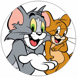 essbares Papier Tom und Jerry auf weißem Hintergrund 19,5 cm