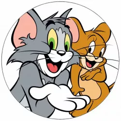 essbares Papier Tom und Jerry auf weißem Hintergrund 19,5 cm