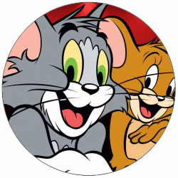 Essbares Papier Tom und Jerry auf dunklem Hintergrund 19,5 cm