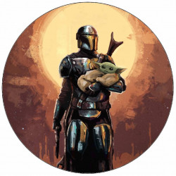 Essbares Papier Mandalorianer Ritter und Baby Yoda 19,5 cm