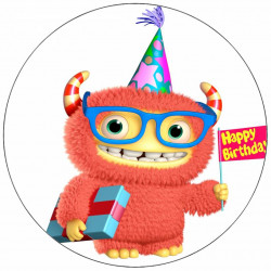 Essbares Monster-Papierchen Happy Birthday 19,5 cm