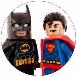 Essbares Lego-Bastelkarton Batman und Superman 19,5 cm