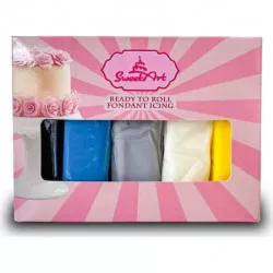SweetArt Roll- und Modelliermasse Vanille Winter Mix (5×100 g)