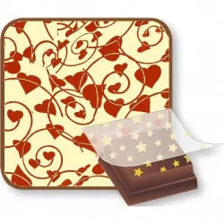 Bombasei Transferfolie Herzchen rot mit Spiralen 36,5 x 25 cm