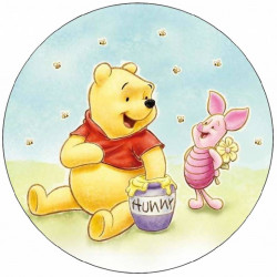 Essbares Papier Tigger mit Honig und Schweinchen 19,5 cm