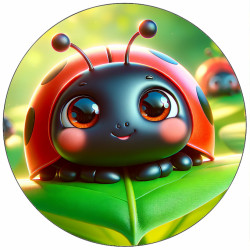 Essbares Papier, süße Marienkäfer auf einem Blatt von 19,5 cm