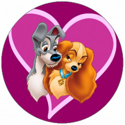 Essbares Papier Lady und Tramp Herz 19,5 cm