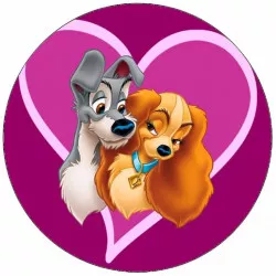 Essbares Papier Lady und Tramp Herz 19,5 cm