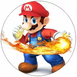 Essbares Papier Super Mario und eine feurige Kugel 19,5 cm