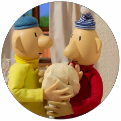 Essbares Papier Pat und Mat mit Teig 19,5 cm