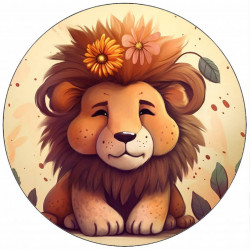 Essbares Papier-Löwe mit Blumen im Mähnenbereich 19,5 cm