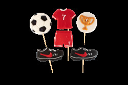 Zuck-Figur Kuchen-Dekoration fürs Torte Fußballrosette rot