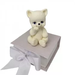 Schokoladen-Kätzchen weiße sitzend 8 cm