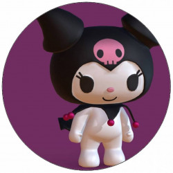 Essbares Kuromi-Papier mit Schädel-Topper in 19,5 cm