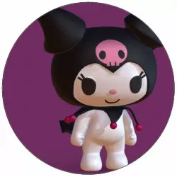 Essbares Kuromi-Papier mit Schädel-Topper in 19,5 cm
