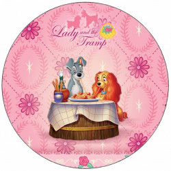 Essbares Papier Lady und Tramp am Tisch 19,5 cm