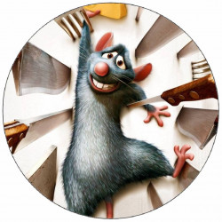 Essbares Papier Ratatouille Remi und Messer 19,5 cm