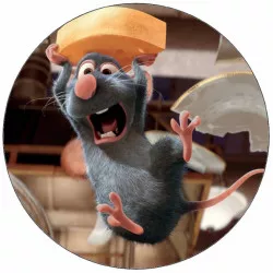 Essbares Papier Ratatouille Remi mit Käse auf dem Kopf 19,5 cm