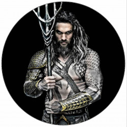 essbare Papier Aquaman auf schwarzem Hintergrund 19,5 cm