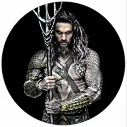 essbare Papier Aquaman auf schwarzem Hintergrund 19,5 cm