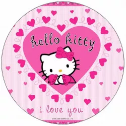 Essbares Papier Hello Kitty in Herzchenform 19,5 cm