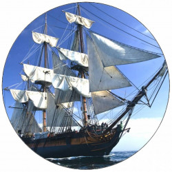 ESSbarer Papier braune Boot mit weißen Segeln 19,5 cm