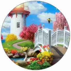 Essbares Papier Leuchtturm im Garten 19,5 cm