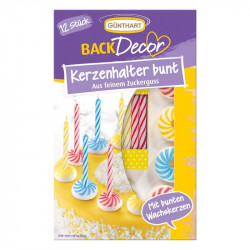 Zasněžené cukrové svícny se svíčkami, 12 ks