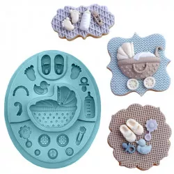 Silikon-Backform Kinderwagen 14,5×11,5 cm