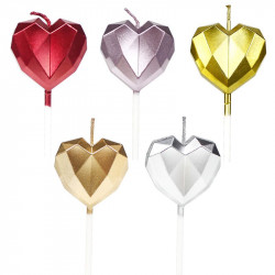 Set aus 5 Herzkerzen