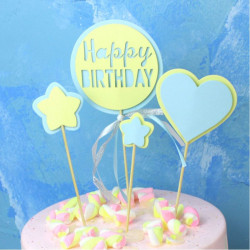 Stich ins Blaue-Herz Kuchen-Deko-Set