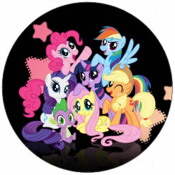 ESSbarer Papier My Little Pony Ponys auf schwarzem Hintergrund 19,5 cm