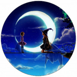 Essbares Papier Zauberin undMond 19,5 cm