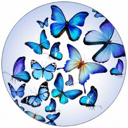 essbare Papier Schwarm blauer Schmetterlinge 19,5 cm