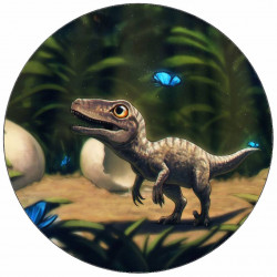 Essbares Papier kleiner Dino mit Schmetterlingen 19,5 cm