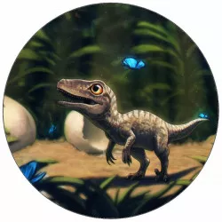 Essbares Papier kleiner Dino mit Schmetterlingen 19,5 cm